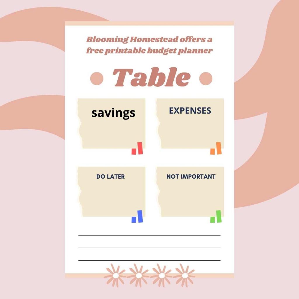 Blooming Homestead offers a free printable budget planner