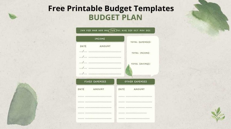 Free Printable Budget Templates