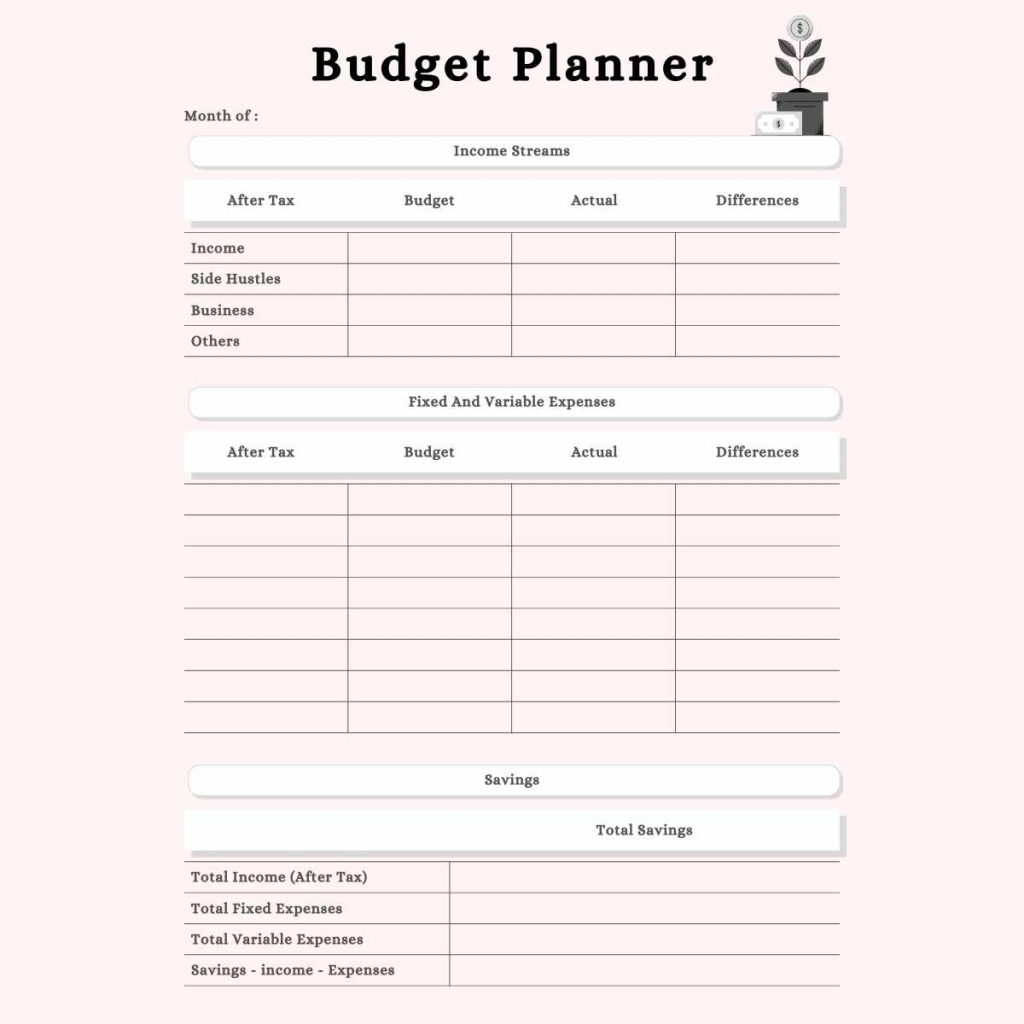 Printable monthly budget from Scattered Squirrel