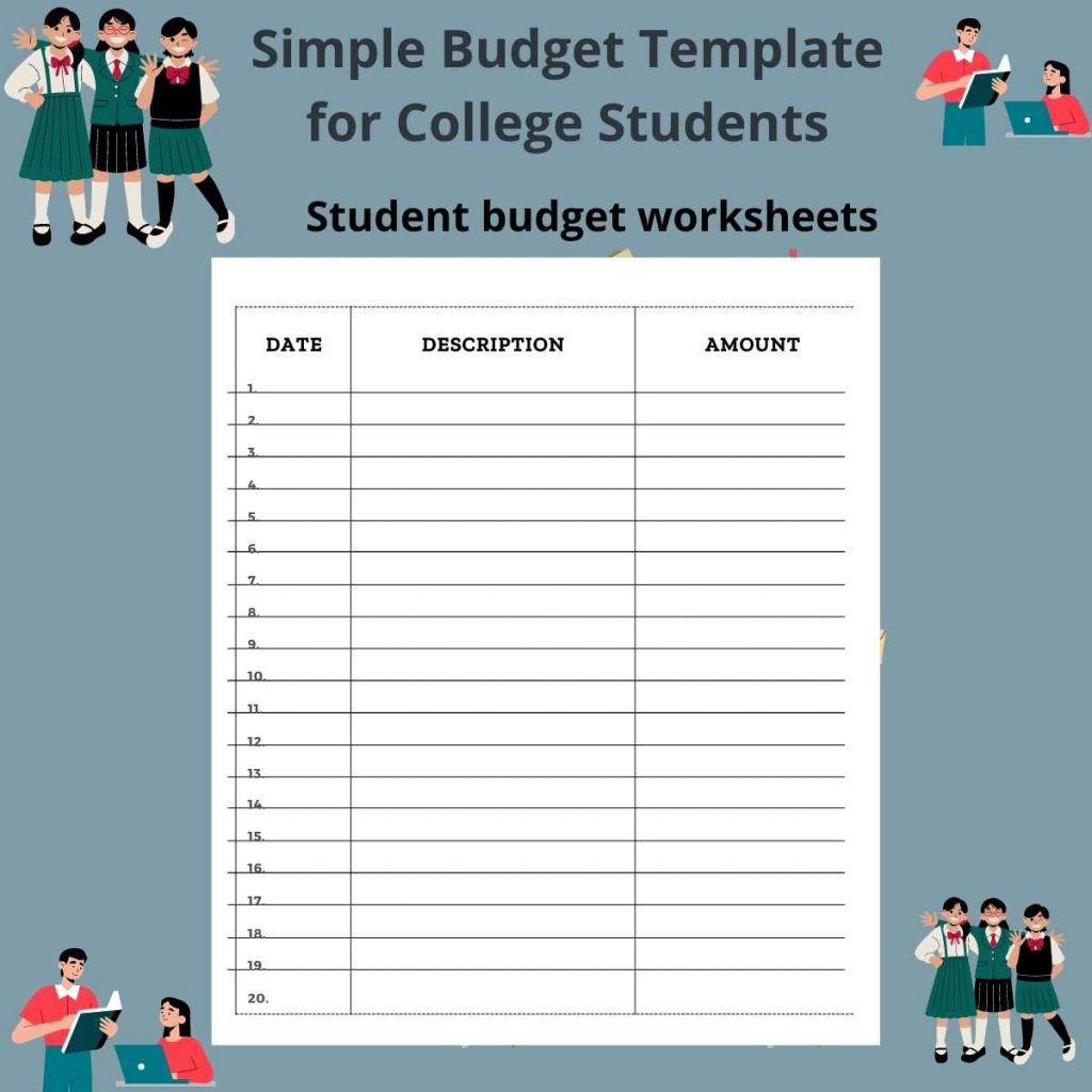 Simple Budget Template for College Students