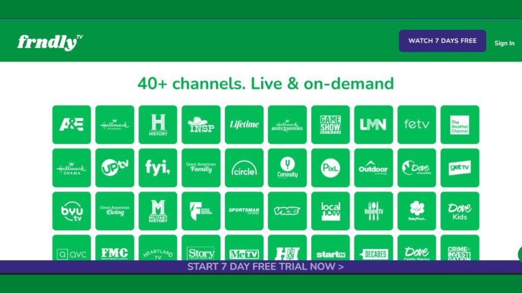 Frndly TV free trial Channels